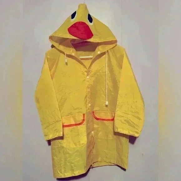 Super Cute "Rubber Ducky" Lightweight Children's Sz L Nylon Raincoat - Picture 1 of 3